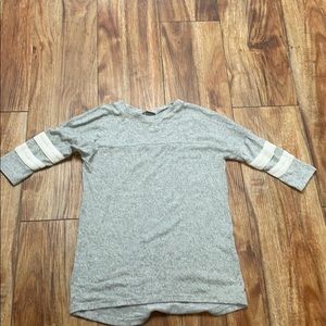 Soft and fuzzy gray with white striped t shirt